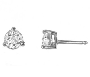 Diamond earrings 3 prongs - B01