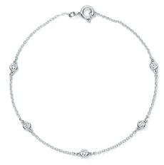 Chain + bezel set round diamond bracelet - BR01