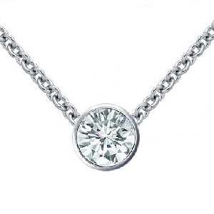 Bezel set round diamond pendant - PE05