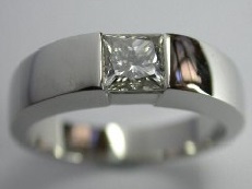 Bezel set square diamond solitaire ring - BS22