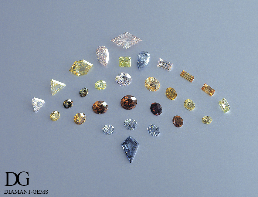 sample coloured diamonds