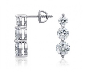 Boucles d'oreilles pendantes 3 diamants